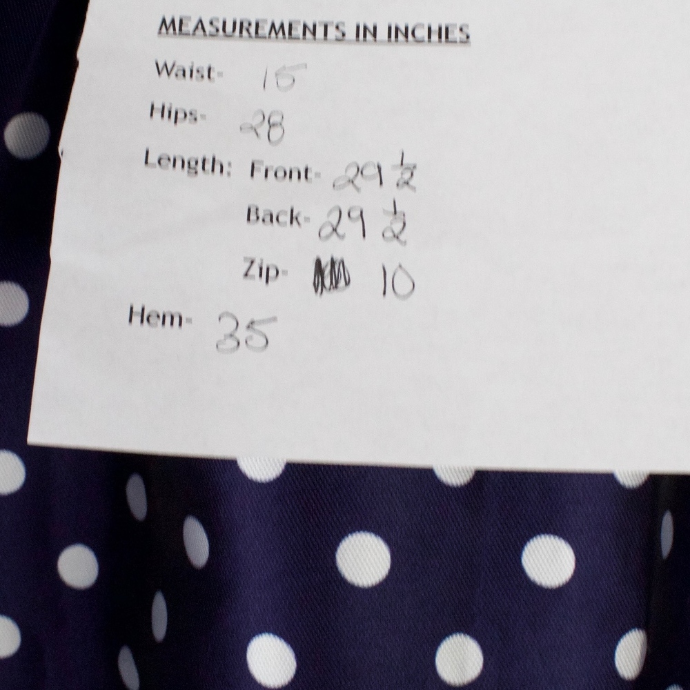 Blue White Polka Dot Skirt Size ~L - Picture 8 of 8